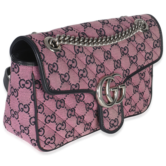 Gucci Pink GG Matelasse Diagonal Canvas Small GG Marmont Shoulder Bag - Picture 3 of 8
